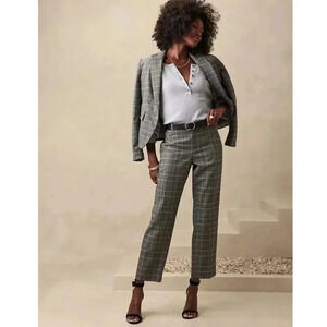 Banana Republic Factory Avery Straight Pants Plaid Grey Size 8